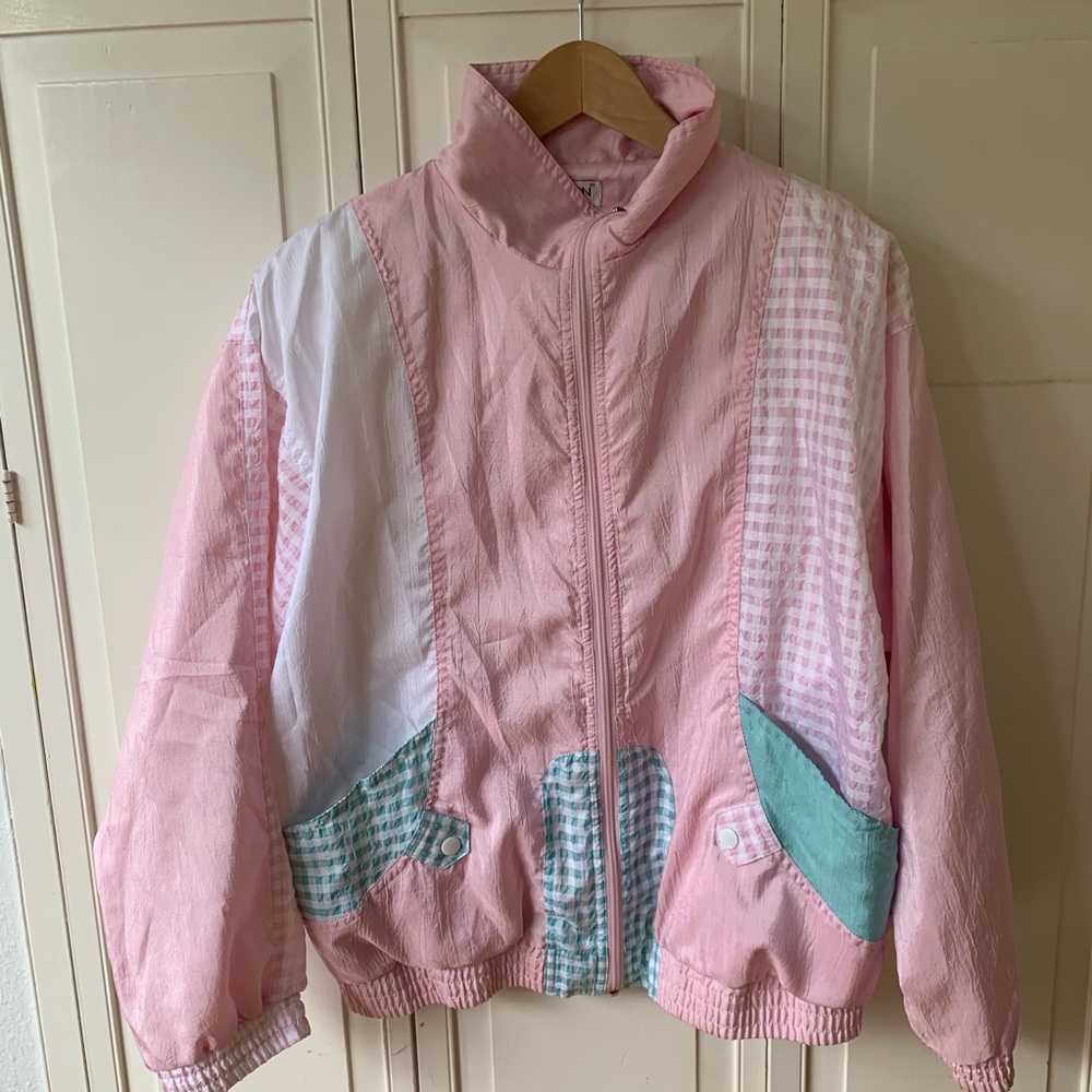 Pastel Pink and Mint Vintage Windbreaker